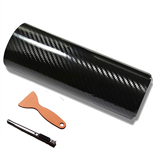 DIYAH 5D High Gloss Black Carbon Fiber Vinyl 12" x 60" / 1 FT x 5 FT Bubble Free Air Release Car Wrap Film Automotive DIY ...