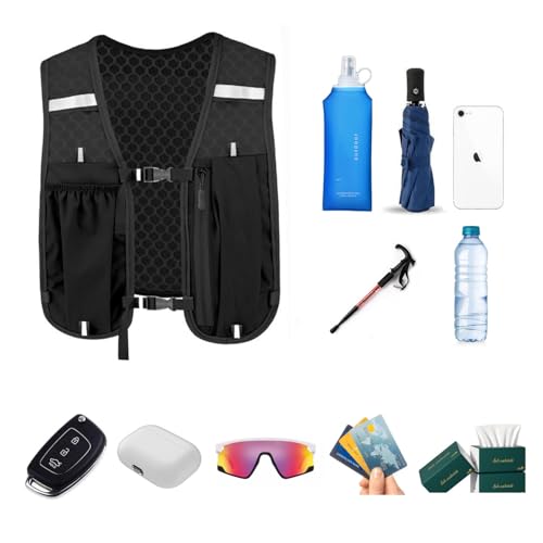 Running Vest with 450ML Water Bladder, Reflective Hydration Backpack Lightweight Athletic Wear for Women Men Hiking Cyclin...