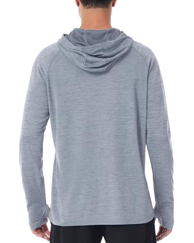 Roadbox UPF 50+ Fishing Shirts for Men, Long Sleeve UV Sun Protection Lightweight Rash Guard Hoodie for Hiking Workout