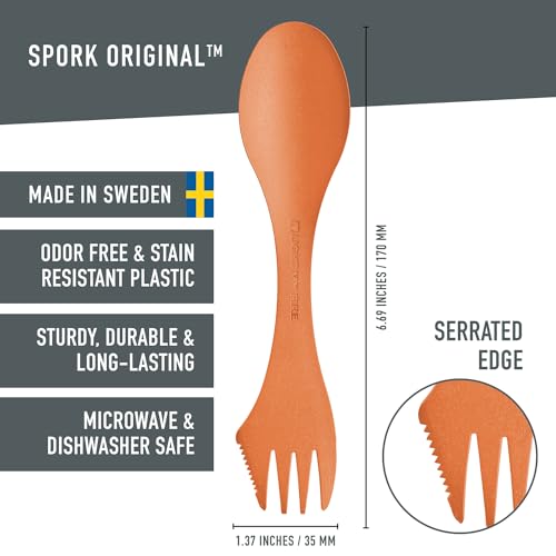 Light My Fire Spork Original 2-pack 3-in-1 Camping Spoon Fork Knife Combo Reusable Travel & Camping Utensils Lunch Spork O...