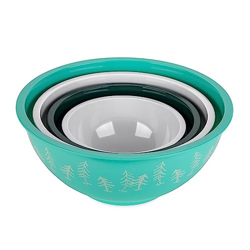 Camco Nesting Bowl Set with Lids - Features Life is Better at The Campsite Design - Camping Dishware Set Includes 4 Durabl...