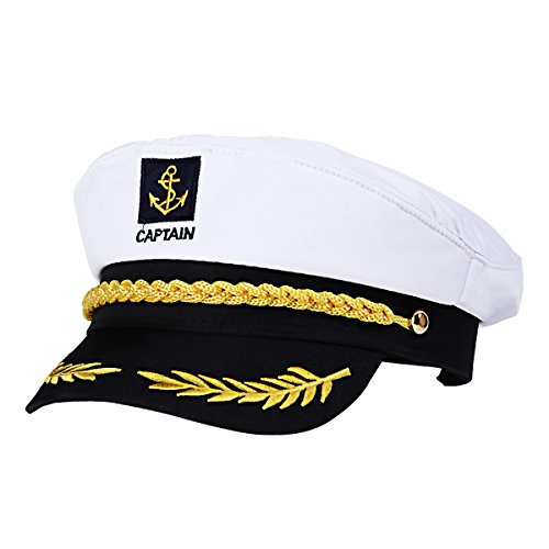 Adult Yacht Captain Hat White Sailor Hat for Women Men Yacht Boat Sailor Captain Cap Marine Admiral Costume Party Cosplay ...