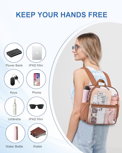 UEASE Clear Backpack for Stadium Events, 12x12x6 Small Clear Plastic bag with Reinforced Straps for Game Security Festival...