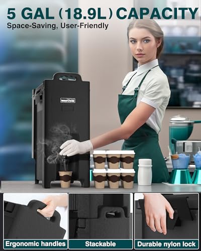 WantJoin Insulated Beverage Dispenser 5 Gallon-Hot and Cold Drink Container with Handles, Thermal Drink Dispenser Cooler S...