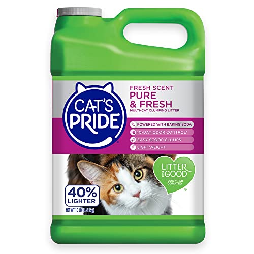 Cat's Pride Premium Lightweight Clumping Litter: Pure & Fresh - Up to 10 Days of Powerful Odor Control - Multi-Cat, Scente...