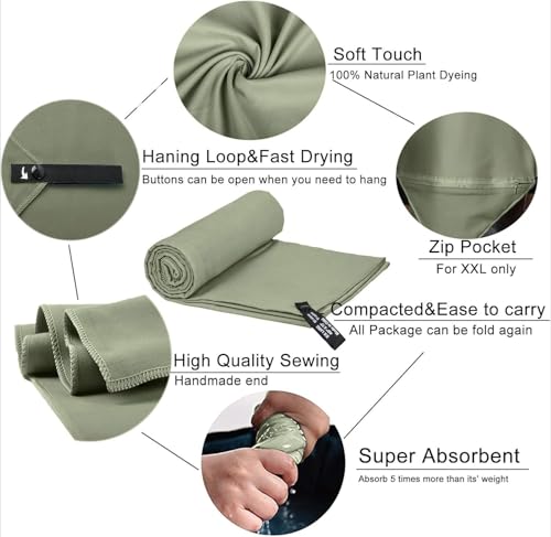 Microfiber Towel Perfect Travel & Gym & Camping Towel, Quick Dry - Super Absorbent - Ultra Compact - Lightweight. Suitable...