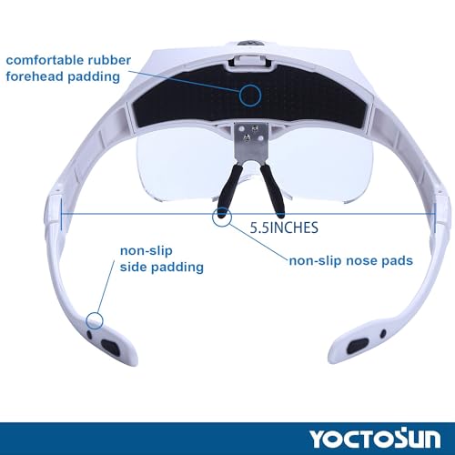YOCTOSUN Magnifying Glasses with Light, Head Mount Magnifier with 5 Lenses, Headband, Storage Case, Hands Free LED Lighted...