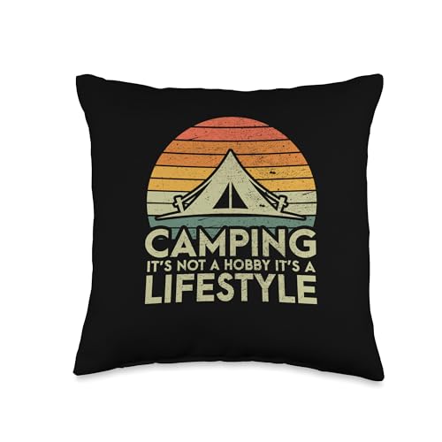 Retro Camping Lifestyle Camper Throw Pillow