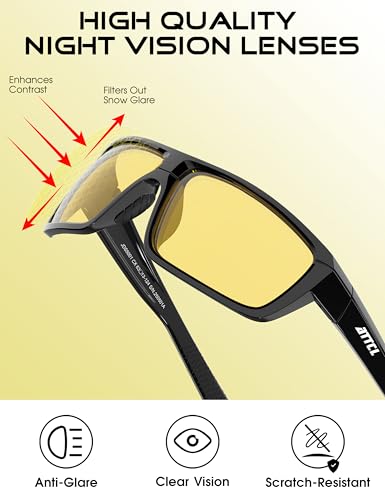 ATTCL Polarized Sunglasses Men for Fishing: UV Protection Lightweight TR90 Sports Wrap Sun Glasses Driving Golf Running