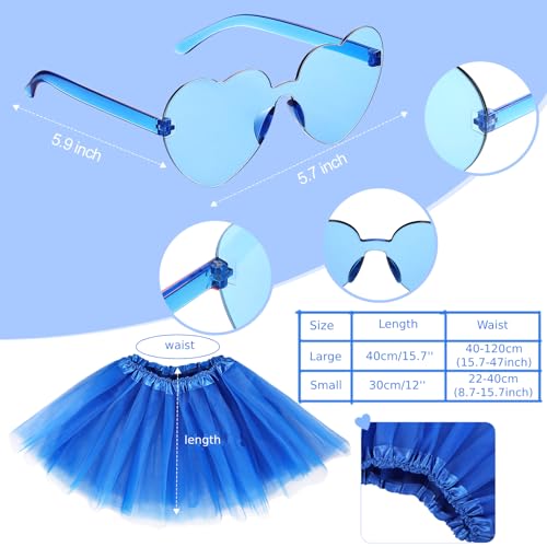 Canlierr Women Tutu Costume Set Include Headband Necklace Sunglasses 5 Layered Multicolor Tulle Skirt for Party