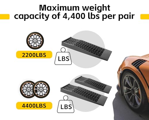 MaxxHaul 50516 4,400 lb. Capacity Low Profile Car Ramps, 2-Count, Black (Pack of 1)