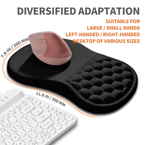 Armanza Ergonomic Joint Wrist Support Mouse Pad with Memory Foam Cushion Massage Bump, Carpal Tunnel Pain Relief Mousepad ...