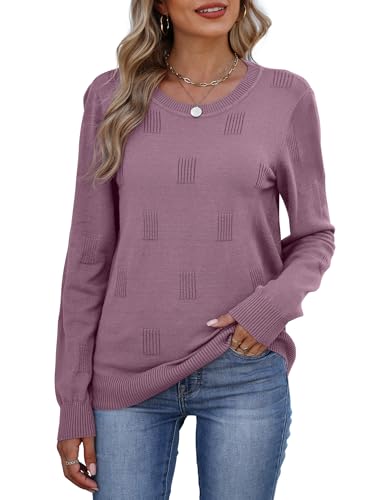 WIHOLL Women 2026 Fashion Pullover Sweater Crew Neck Long Sleeve Shirts Blouse Knit Casual Clouds Top