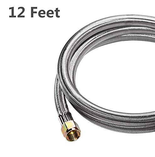 DOZYANT 12 Feet Universal QCC1 Low Pressure Propane Regulator Hose Replacement with Propane Tank Gauge, Stainless Steel Br...