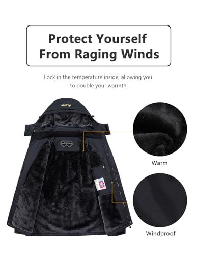 MAOYSSEN Men's Ski Jacket Warm Winter Snow Coat Waterproof Mountain Windbreaker Snowboarding Jacket Hooded for Hiking Traval
