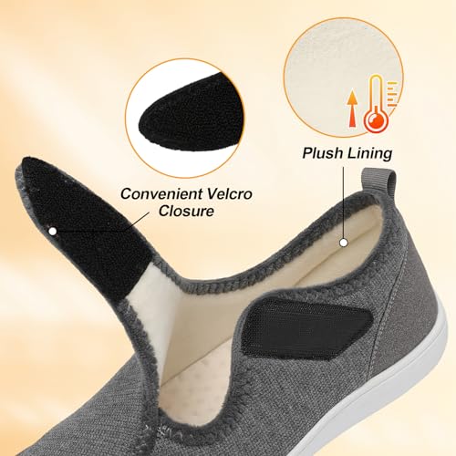 Leisfit Womens Slippers Wide Diabetic Shoes Adjustable Arthritis Edema House Shoes Indoor Outdoor Slippers