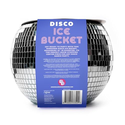 NPW Disco Ball Ice Bucket Large – Retro 70s Cocktail Barware, Holiday Christmas & New Years Eve Decor, Bachelorette Party ...