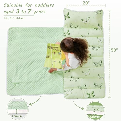 Lasoftan Toddler Nap Mat with Pillow and Blanket, Extra Large Rolled Napping Mats,Slumber Bags for Boys Girls,Kids Sleepin...
