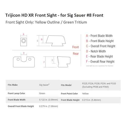 Trijicon HD XR Front Sight -, Yellow Front Outline, Sig Sauer 9mm & .357 Sig