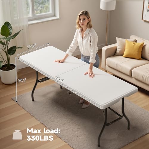 Ortus Collective Folding Table 6 Foot - Heavy Duty 330LBS Capacity, Sturdy & Foldable Design with Safety Lock - Portable T...