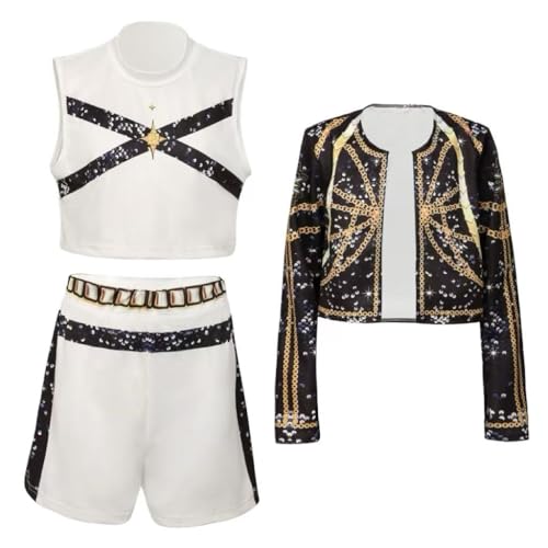ADCHUNTUCOS Girls Halloween Costume, Black and Yellow Polyester Top and Pants Set for Cosplay Events and Parties