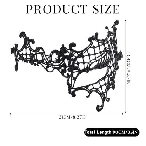 Piriuuo Masquerade Mask for Women Lace Half Mask Face Mask Black Eye Mask Halloween Carnival Mardi Gras Costume Party Prom...