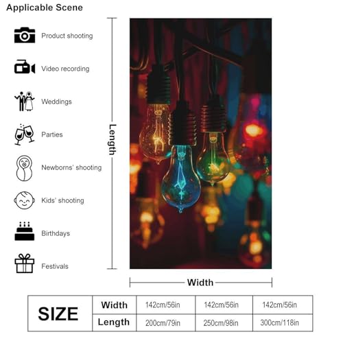 Colored Light Bulbs Backdrop Background for Photography High Density Polyester Fabric Background Banner Seamless Photo Boo...