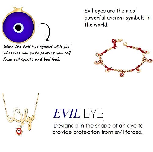 Moonlight Collections Custom Name Necklace Personalized Turkish Evil Eye Necklace Sterling Silver Protection Necklace