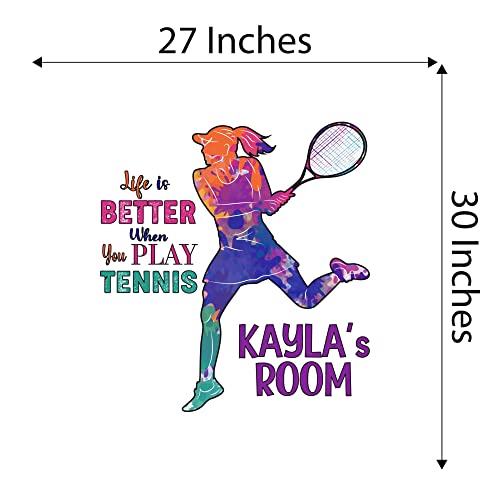 Sports Wall Decal - Cute Women Tennis Player Outdoor Extreme Sports Life is Better When You Play Tennis Sports Quote Long ...