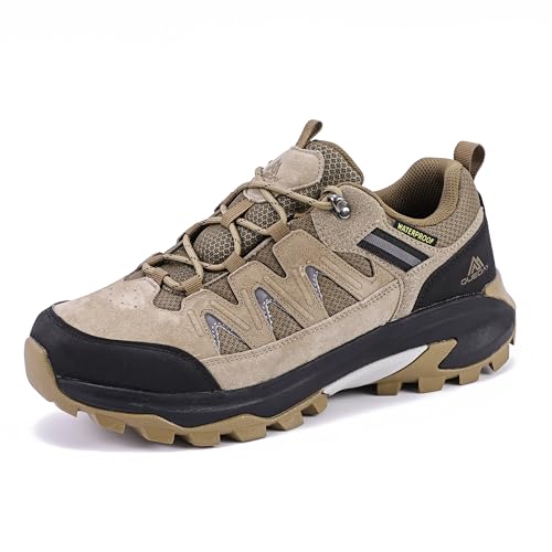 Queday Waterproof Hiking Shoes for Women Men Non Slip Leather Outdoor Backpacking Shoes All Terrain Lug Sole Camping Climb...