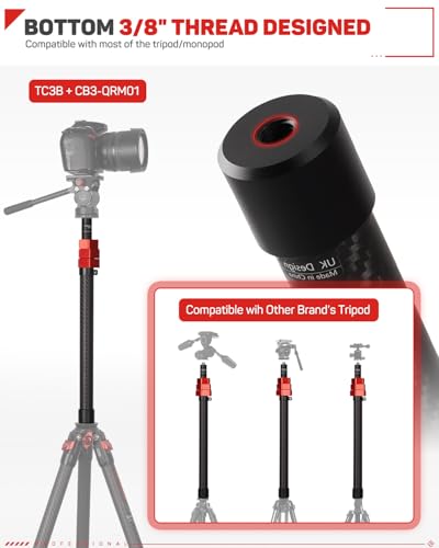 IFOOTAGE Carbon Fiber Camera Pole, 37-108cm/14.6-42.5in Extension Tube With 1/4" 3/8" Screw, Compatible With Tripod/Monopo...