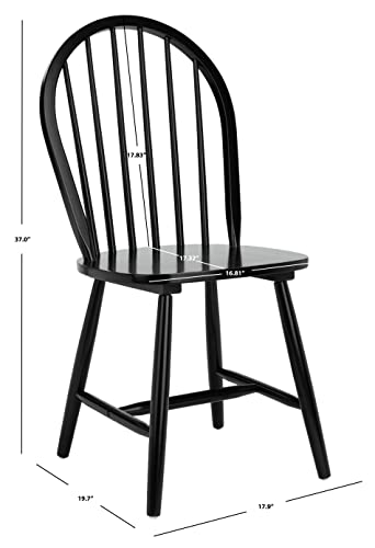 SAFAVIEH Home Collection – Camden Set of 2 Black Windsor Farmhouse Dining Chairs, Spindle Back Solid Wood Chairs, American...
