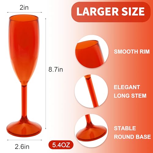12 Pcs Champagne Flutes 5.4OZ Plastic Champagne Glasses Wine Glasses Plastic Goblets for Parties Mimosa Bar Glasses Stemme...