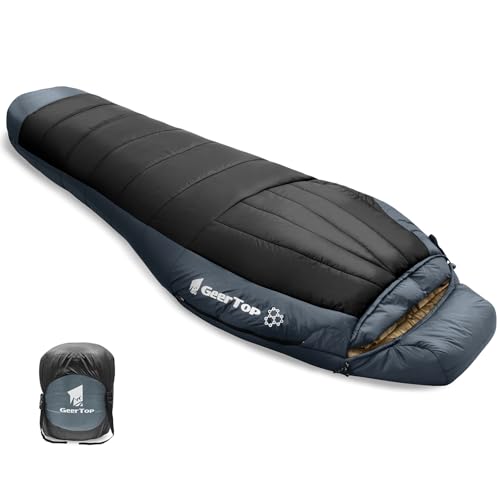 GEERTOP Portable Mummy Sleeping Bag with Graphene Lining for Adults Cold Weather 27°F to 40°F, Lightweight & Water-Resista...