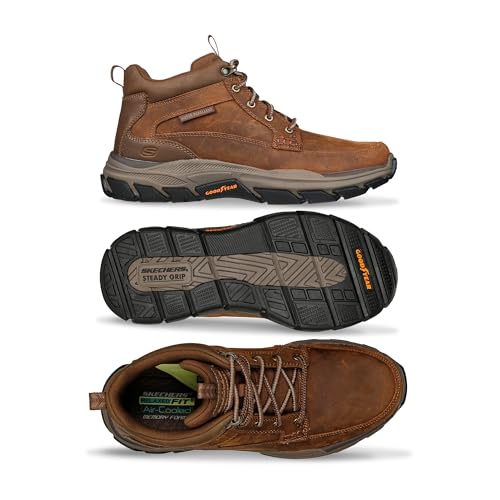 Skechers Men's Respected-Boswell Mid Top Leather Moc Toe Sneakers