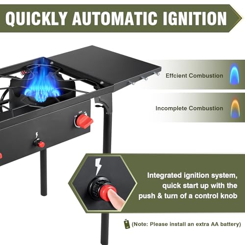 Bestfire 2 Burner Propane Camping Stove with Auto Ignition, 150,000 BTU High Power Outdoor Cooker, Portable Gas Stove with...