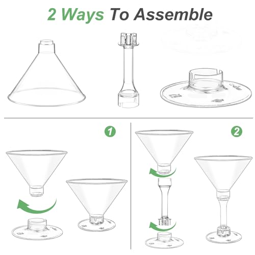 JarThenaAMCS 80 Pack 5Oz Plastic Martini Glasses With Pearl Cocktail Pick Disposable Mini Goblet Clear Cocktail Wine Glass...