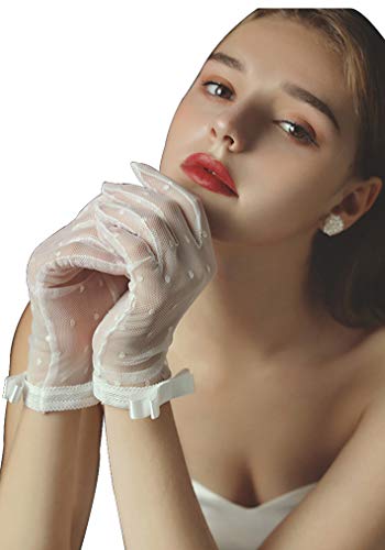 QRBTSCL Short Lace Gloves Tea Party Gloves Costumes Glove for Wedding Dinner Party