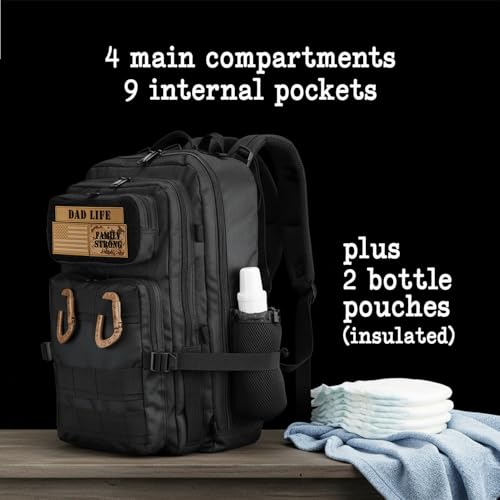 ActiveDoodie Dad Diaper Bag for Men with Removable Patches, Waterproof Tri-fold Changing Pad, Insulated Pouches, Molle Web...
