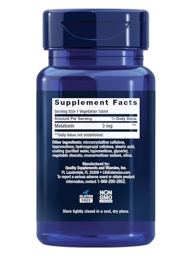 Life Extension Melatonin 6 Hour Timed Release, 3 mg, Extended-Release Formula for Optimal Sleep Support, Healthy circadian Rhythms, Cellular Defense, Gluten-Free, Non-GMO, Vegetarian, 60 Tablets