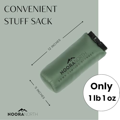 Noora North Down Camping Blanket with Footbox – Lightweight, Packable, Water Resistant Backpacking Quilt & Warm Puffy Comp...
