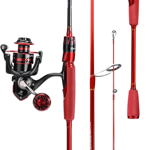 Sougayilang Baitcasting&Spinning Fishing Rod and Reel Combos,Two Pieces Light Weight Pole with High Speed Smooth Powerful ...