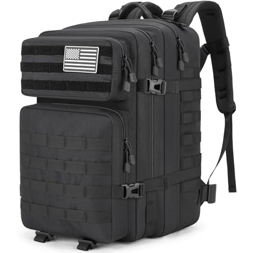 Tactical Backpack 45L Army Military Rucksack, Water Resistant MOLLE EDC Pack, Large 3 Day Bug Out Bag for Men & Women, Dur...