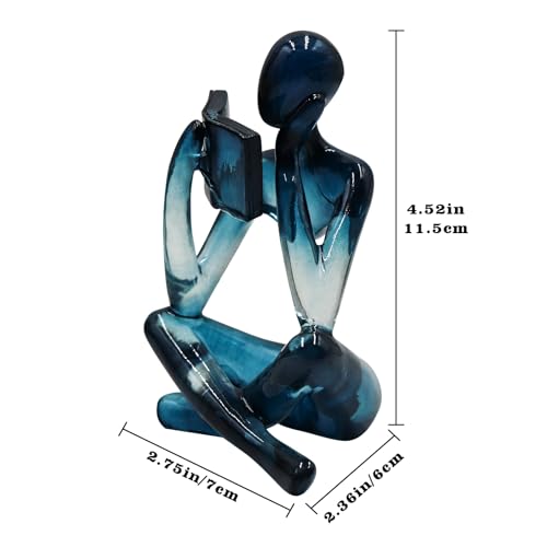 Reading Women Statue, Translucent Blue Resin Thinker Sculptures, Abstract Art Ornament, Modern Aesthetic Figurine Decorati...