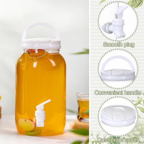 Havawish 2 Pcs 1 Gallon Plastic Beverage Dispenser with Spigot Clear Summer Kitchen Fridge Drink Dispenser for Parties Lem...