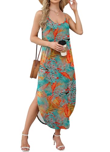 WIHOLL Women's Maxi Dresses for Women Casual Long Summer Sun Dresses 2026 Spaghetti Strap Hawaiian Vacation Outfits for Women