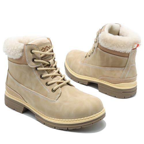 COTTIMO Womens Hiking Snow Winter Boots- Ladies Casual Outdoor Lightweight Ankle Boots Work Backpacking Lace up Fur Lined ...