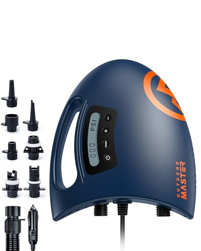 OutdoorMaster 20PSI High Pressure SUP Air Pump Shark - Intelligent Dual Stage Inflation & Auto-Off & Deflation, 12V DC Car...