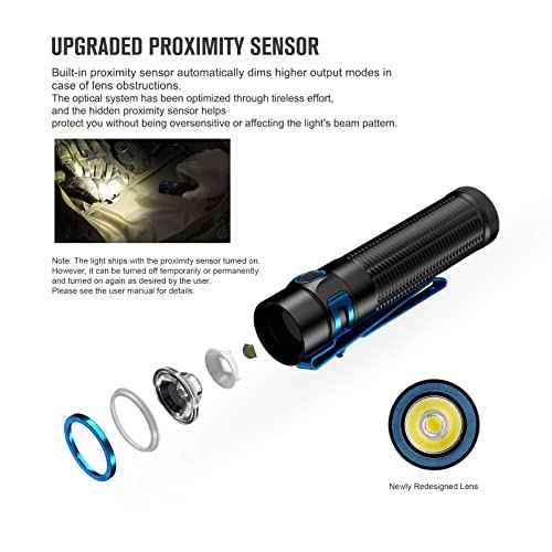 OLIGHT Baton3 Pro Max 2500 Lumens Rechargeable Compact EDC Pocket Flashlights with Safety Proximity Sensor, for Camping, Hiking, and Emergency (Cool White Light: 5700~6700K)
