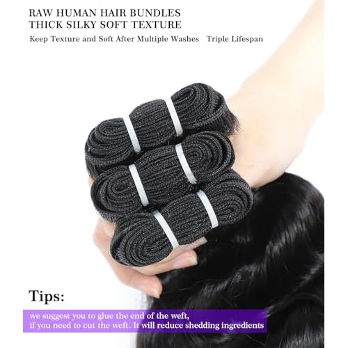 FASHION PLUS Raw Human Hair Bundles, Loose Deep Wave Bundles Human Hair 14 Inch Loose Wave Bundles Human Hair Real Raw Bundles Thick and Soft, Triple Lifespan 1 Bundle